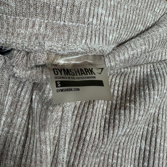 Gymshark Womens Small Slounge Pants Joggers Athleisure Knit Ribbed Cozy Taupe - Picture 4 of 6